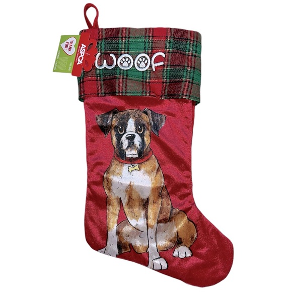 Boxer Dog "Woof" Christmas Holiday Stocking - Picture 6 of 6
